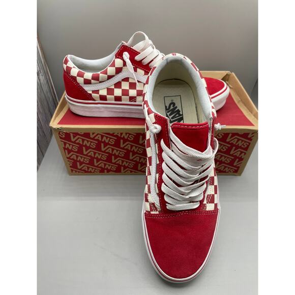 Vans Men’s Old Skool OTW Suede Red & White Checkered Skater Sneakers 10 0 - Picture 2 of 11